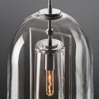Art Deco Pendant Lamp | Glass Dome Shade, Metal Frame