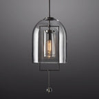 Art Deco Pendant Lamp | Glass Dome Shade, Metal Frame