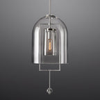 Art Deco Pendant Lamp | Glass Dome Shade, Metal Frame