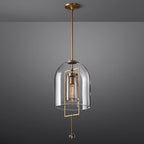 Art Deco Pendant Lamp | Glass Dome Shade, Metal Frame