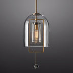 Art Deco Pendant Lamp | Glass Dome Shade, Metal Frame