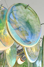Art Deco Pendant Light | Iridescent Glass Discs, Chrome, E14