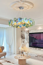 Art Deco Pendant Light | Iridescent Glass Discs, Chrome, E14