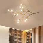 Art deco pendant lamp with crystal branch design and adjustable height