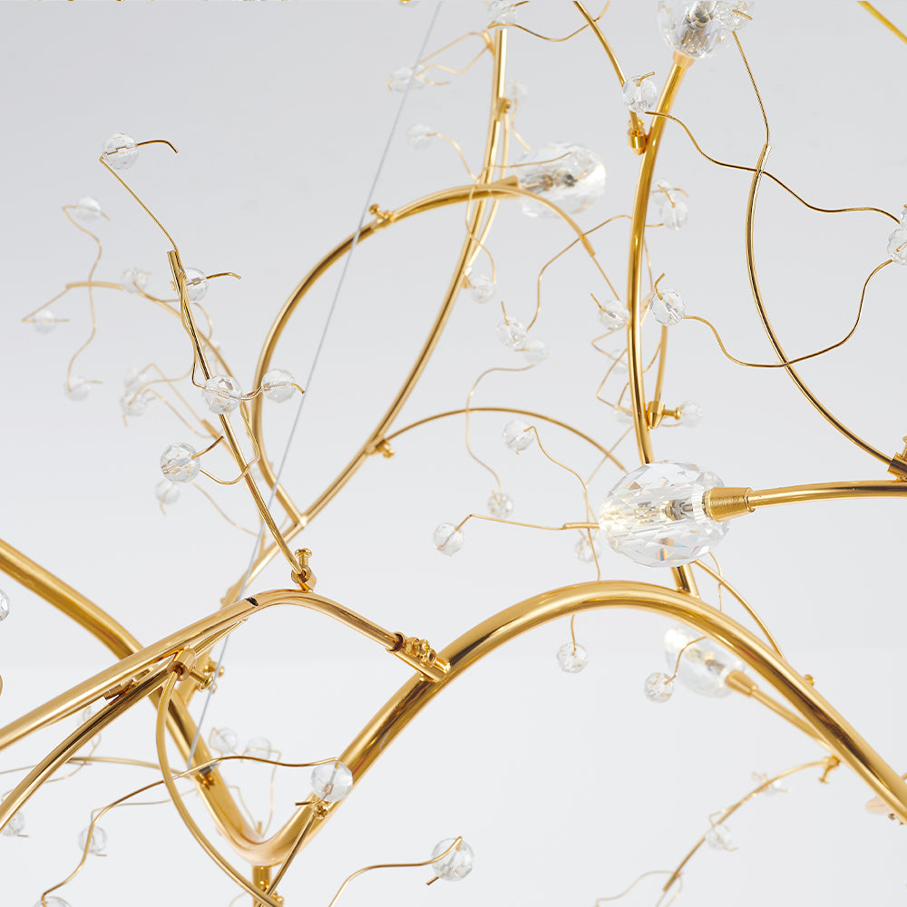 Art deco pendant lamp with crystal branch design and adjustable height