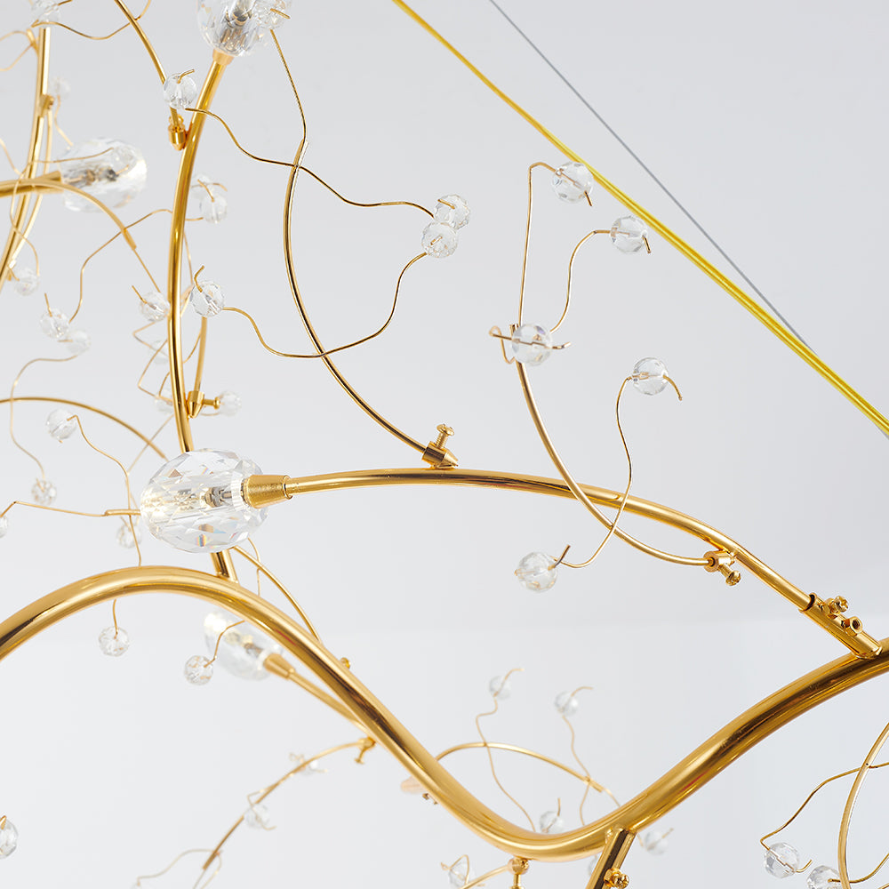 Art deco pendant lamp with crystal branch design and adjustable height
