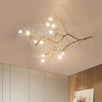 Art deco pendant lamp with crystal branch design and adjustable height