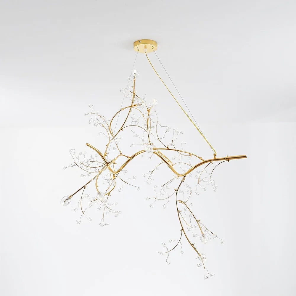 Art deco pendant lamp with crystal branch design and adjustable height