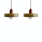 Pendant light Bauhaus with two colored glass shades, adjustable height, modern retro style