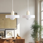 Pendant light Bauhaus with two colored glass shades, adjustable height, modern retro style