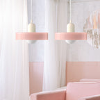 Pendant light Bauhaus with two colored glass shades, adjustable height, modern retro style
