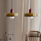 Pendant light Bauhaus with two colored glass shades, adjustable height, modern retro style