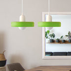 Pendant light Bauhaus with two colored glass shades, adjustable height, modern retro style