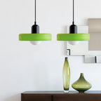 Pendant light Bauhaus with two colored glass shades, adjustable height, modern retro style