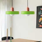 Pendant light Bauhaus with two colored glass shades, adjustable height, modern retro style
