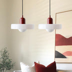 Pendant light Bauhaus with two colored glass shades, adjustable height, modern retro style