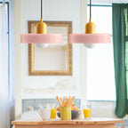 Pendant light Bauhaus with two colored glass shades, adjustable height, modern retro style