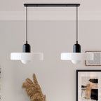 Pendant light Bauhaus with two colored glass shades, adjustable height, modern retro style