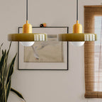 Pendant light Bauhaus with two colored glass shades, adjustable height, modern retro style