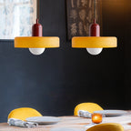 Pendant light Bauhaus with two colored glass shades, adjustable height, modern retro style