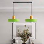 Pendant light Bauhaus with two colored glass shades, adjustable height, modern retro style