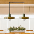 Pendant light Bauhaus with two colored glass shades, adjustable height, modern retro style