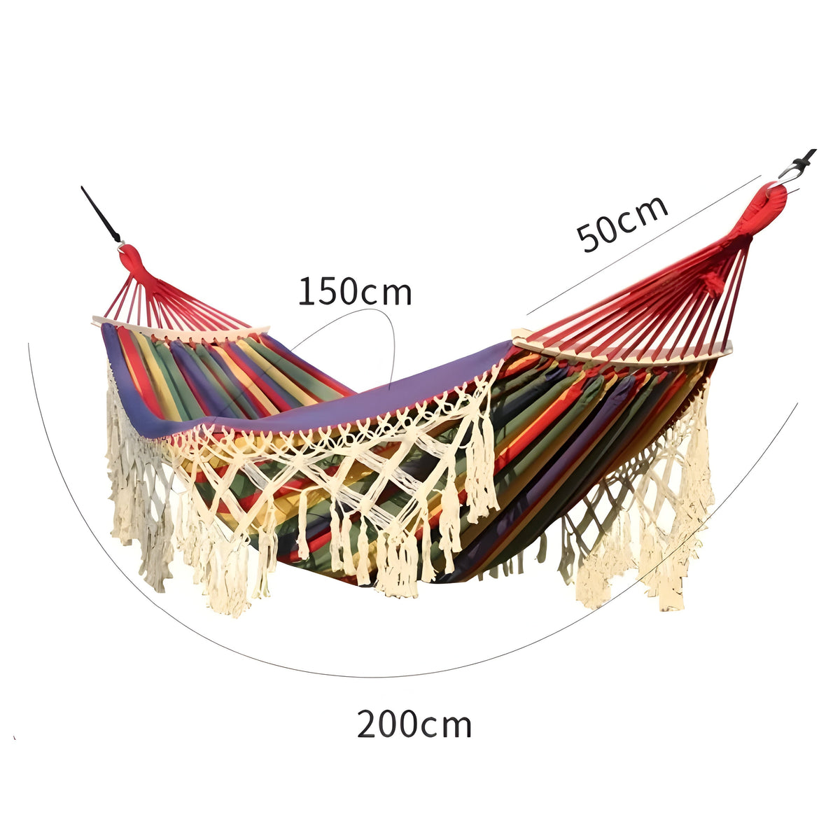 Outdoor Hammock | Fringe and Spreader Bars | Bohemian Garden Camping