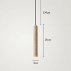Travertine pendant light minimalist cylinder natural stone warm ambient glow