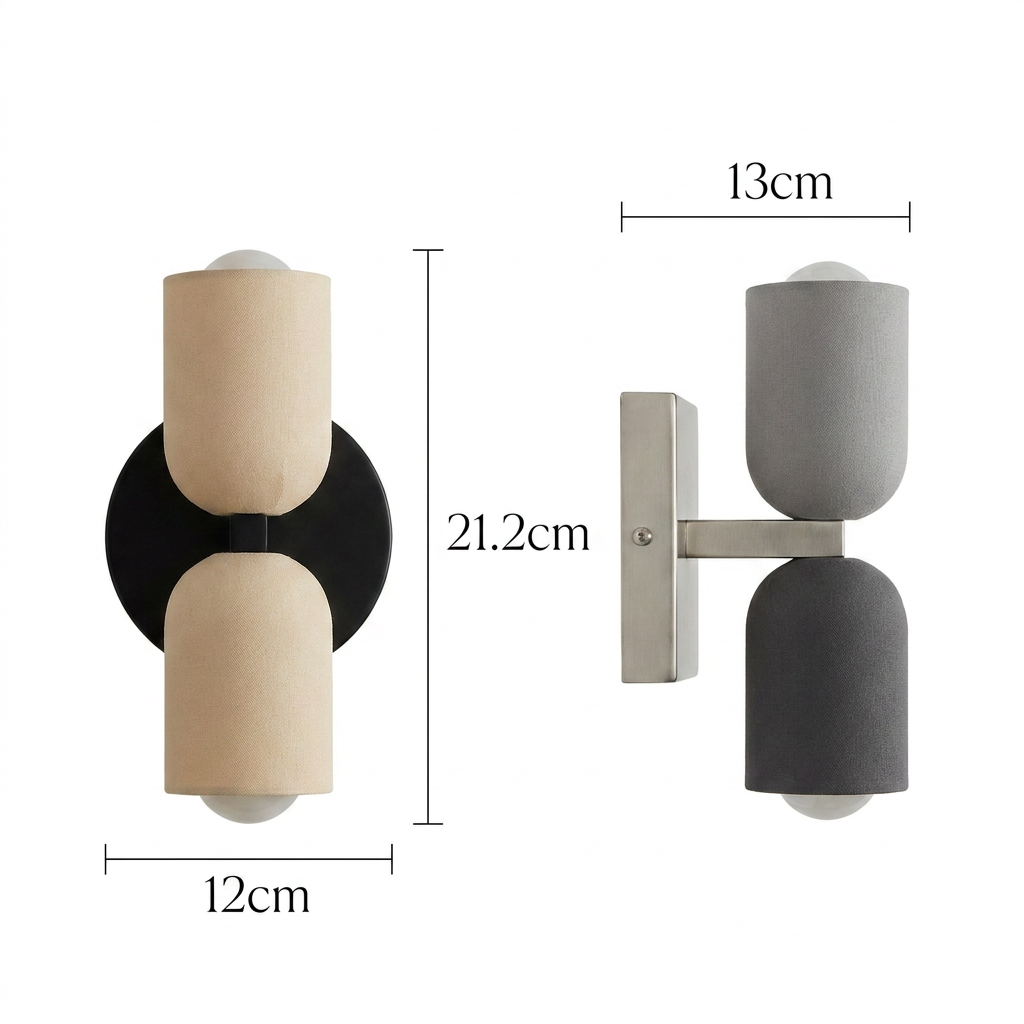 Nina | LED Wall Sconce | 2-Light Modern Cylinder Design | Metal, Warm White