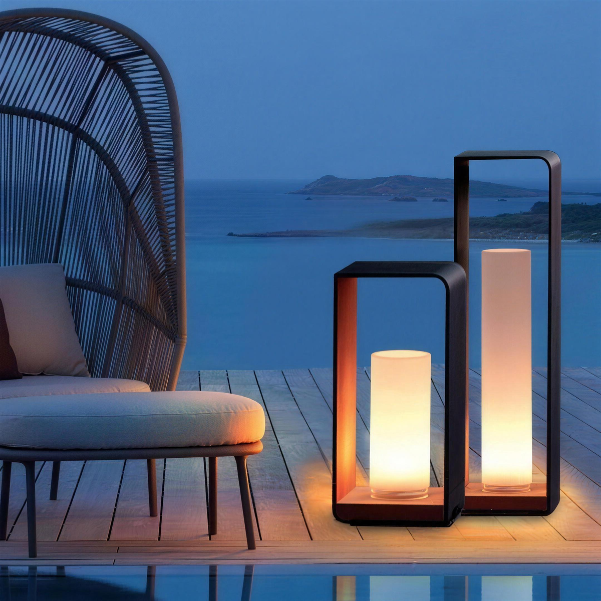 Solar garden lights LED bollard stainless steel black waterproof, 3 sizes
