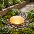 Solar garden lights frosted glass pebble path light warm white LED IP65 outdoor