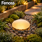 Solar garden lights frosted glass pebble path light warm white LED IP65 outdoor