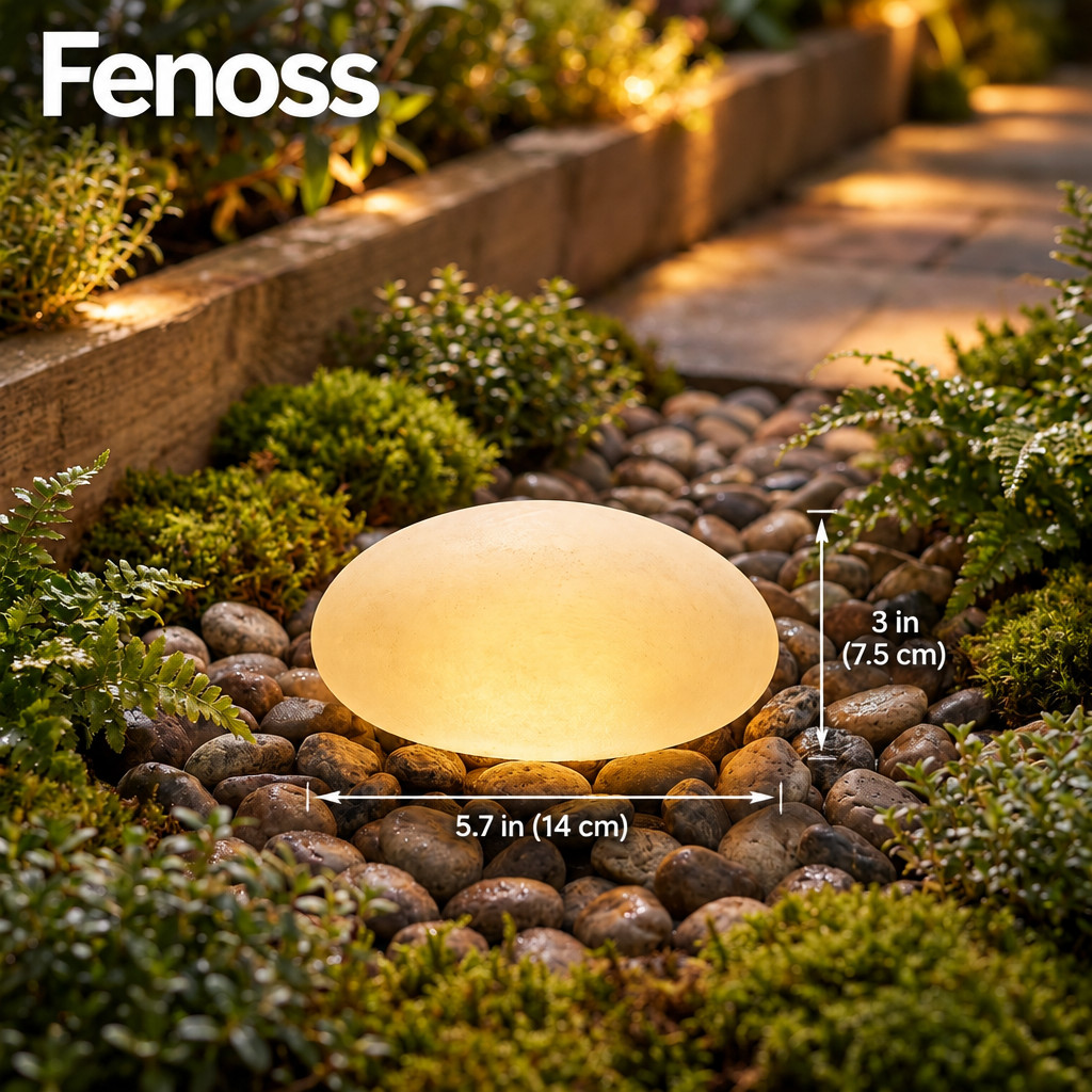 Solar garden lights frosted glass pebble path light warm white LED IP65 outdoor