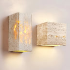 Outdoor wall light travertine stone square LED minimalist up-down illumination