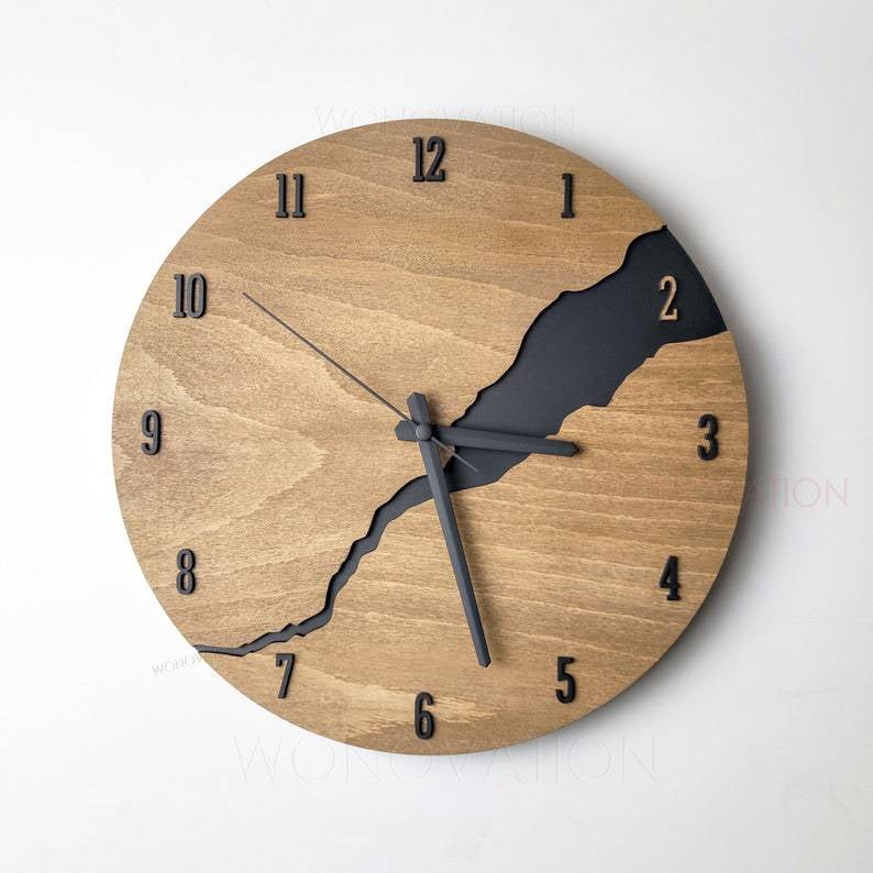 Wooden Wall Clock | Minimalist Design, Natural Wood | 30cm