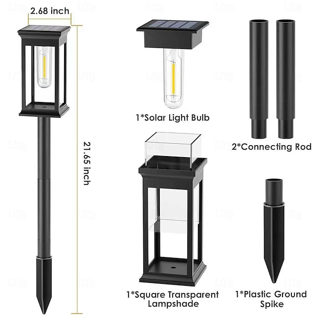 Solar garden lights waterproof pathway stake lights warm white outdoor