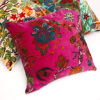 Pink Floral - Velvet Cushion Cover Decorative Throw Pillow