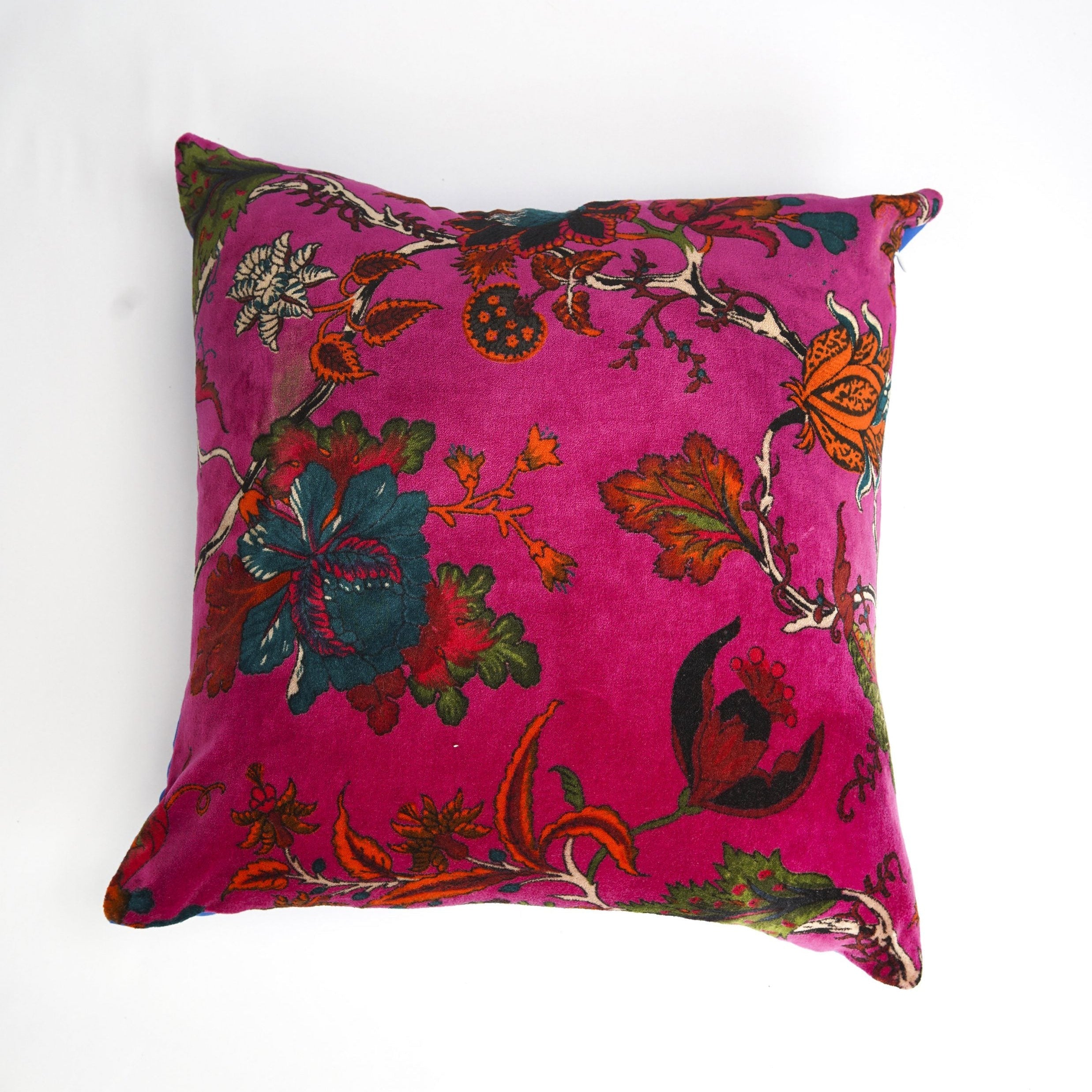 Pink Floral - Velvet Cushion Cover Decorative Throw Pillow