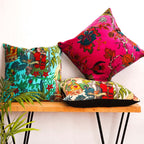 Pink Floral - Velvet Cushion Cover Decorative Throw Pillow