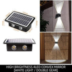 Solar LED wall light outdoor garden lamp with up and down lighting, IP65 weatherproof