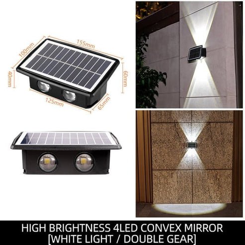 Solar LED wall light outdoor garden lamp with up and down lighting, IP65 weatherproof