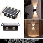 Solar LED wall light outdoor garden lamp with up and down lighting, IP65 weatherproof