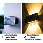 Solar LED wall light outdoor garden lamp with up and down lighting, IP65 weatherproof