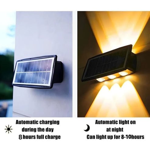 Solar LED wall light outdoor garden lamp with up and down lighting, IP65 weatherproof