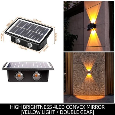 Solar LED wall light outdoor garden lamp with up and down lighting, IP65 weatherproof