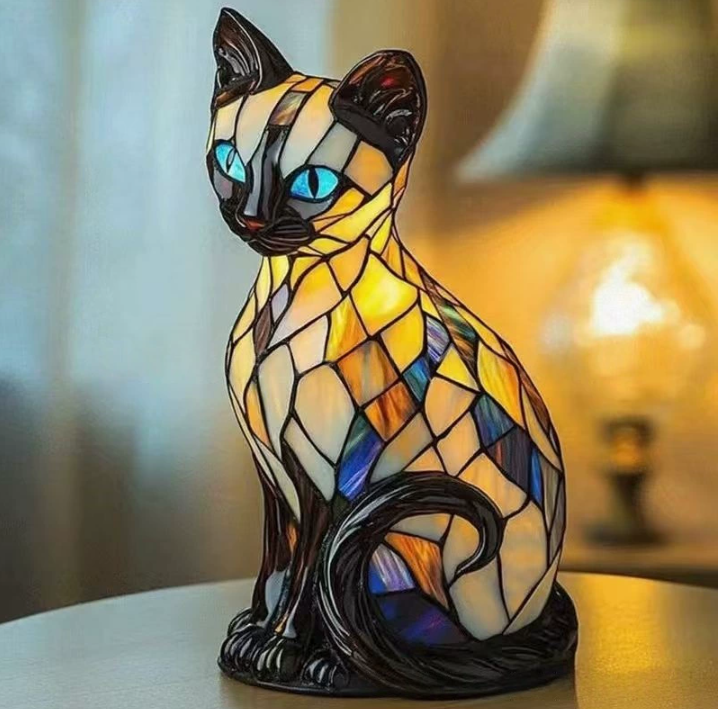 Table lamp stained glass style animal night light, USB powered