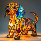 Table lamp stained glass style animal night light, USB powered