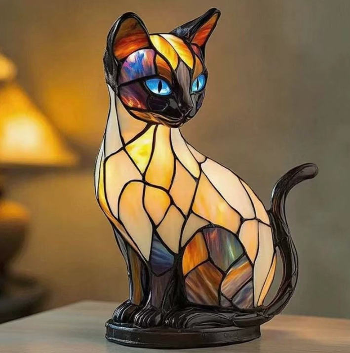 Table lamp stained glass style animal night light, USB powered