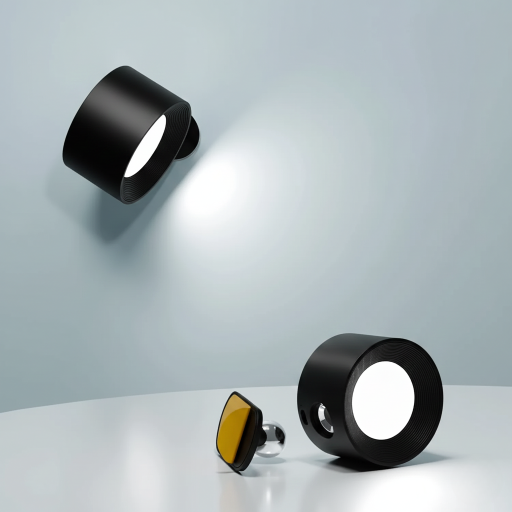 Cordless wall lamp USB rechargeable with 360° rotation and dimmable light