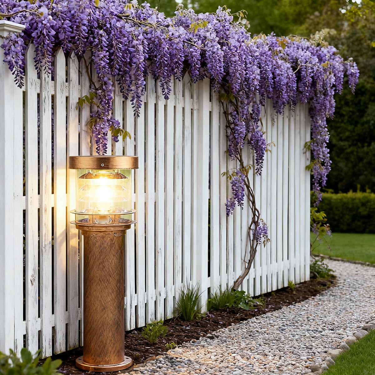Solar garden lights modern aluminium bollard, IP65 waterproof LED path light in black and bronze